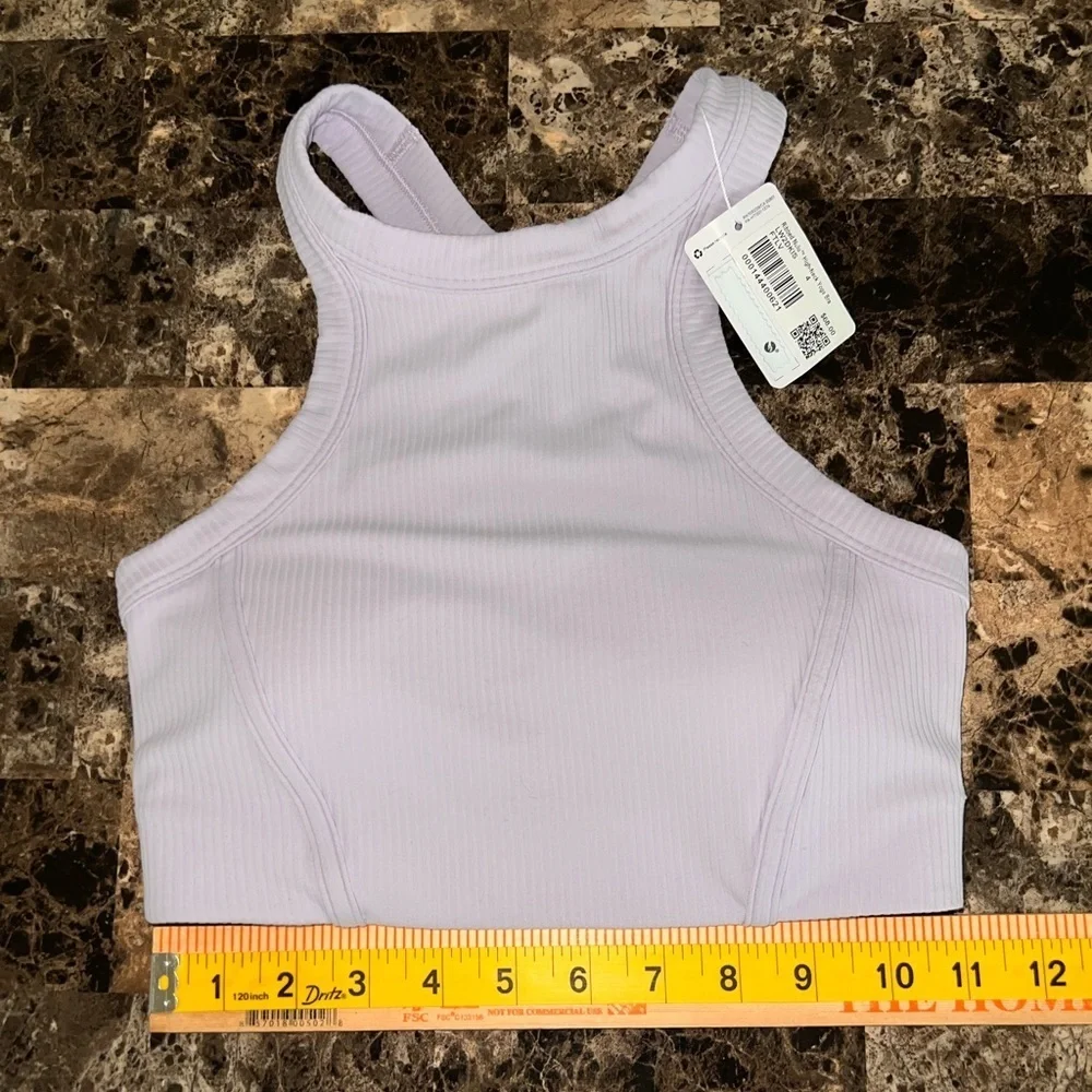 LULULEMON ribbed NULU high neck yoga bra lavender color size 4 NWT